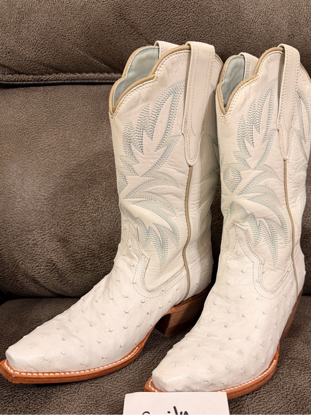 Tecovas Sadie Snow Ostrich boots size 5